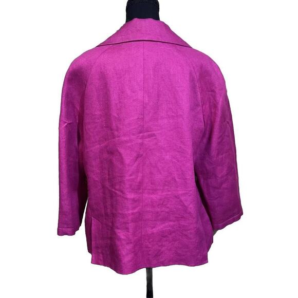Talbots Linen Blazer Women Size 16 Petite Pink Office Lined Barbiecore - Picture 3 of 10